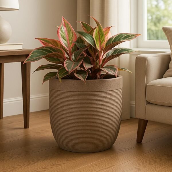UGAOO Milano Big Pot for Indoor Plants, 20 Inch | Fibre Plant Pots | Pot for Indoor Plants | Flower Pot for Living Room | Fibre Planter Indoor & Outdoor (Sandstone)